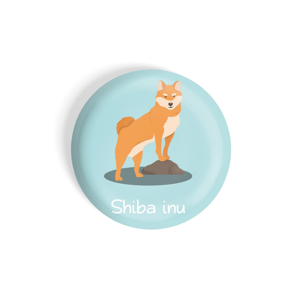 dhcrafts Round Fridge Magnet Blue Color Shiba Inu Pet Dog Glossy Finish Design Pack of 1 (75 mm)